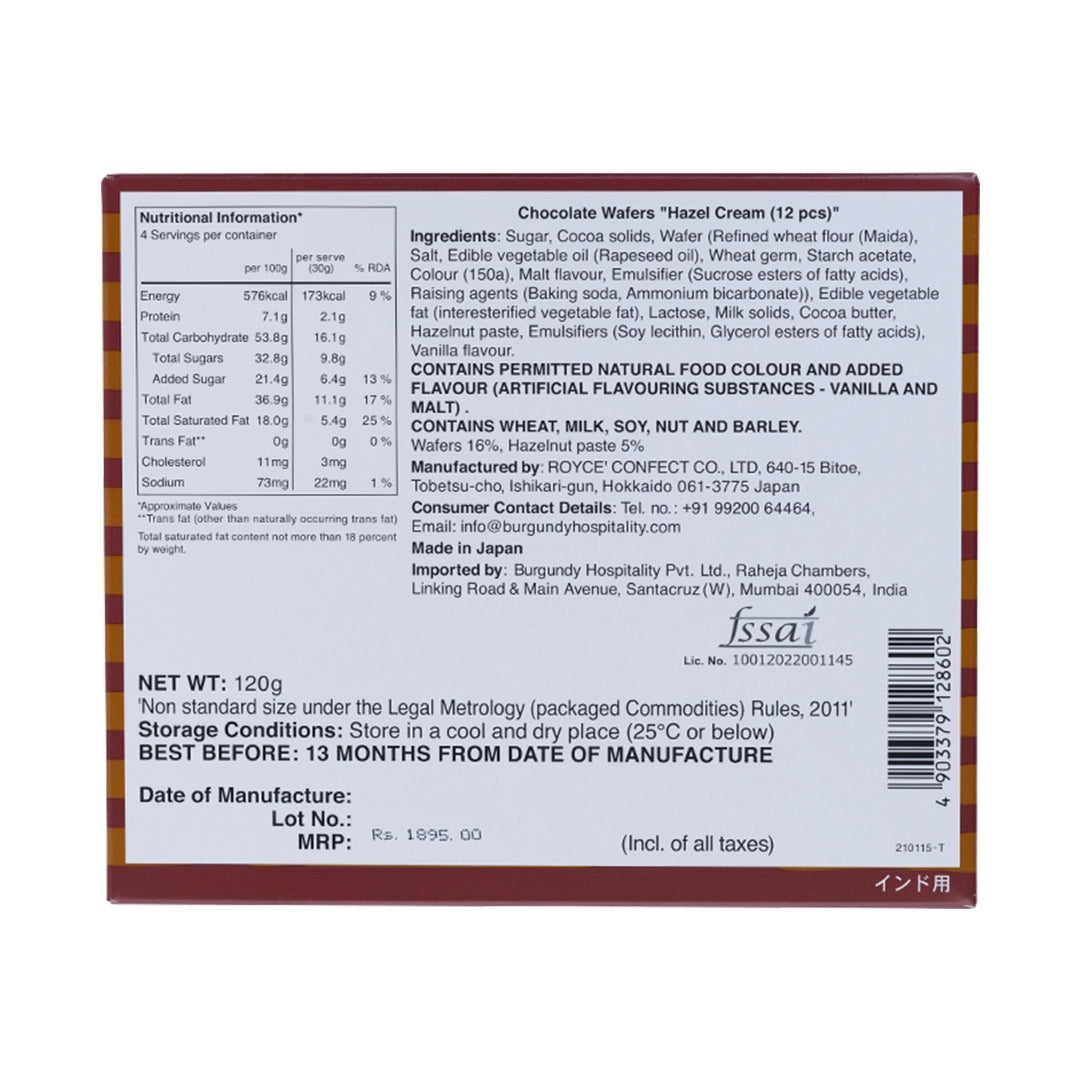 Chocolate Wafers Hazel Cream